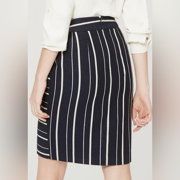 LOFT Striped Faux Wrap Pencil Skirt - Picture 3 of 11